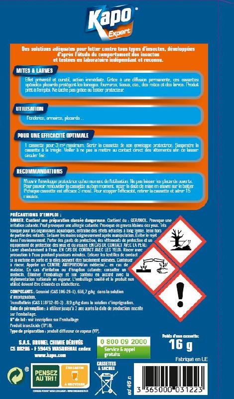 Insecticide diffuseur tablette KAPO - mites et larves de vêtements - 16 gr - inodore et sans tache_1