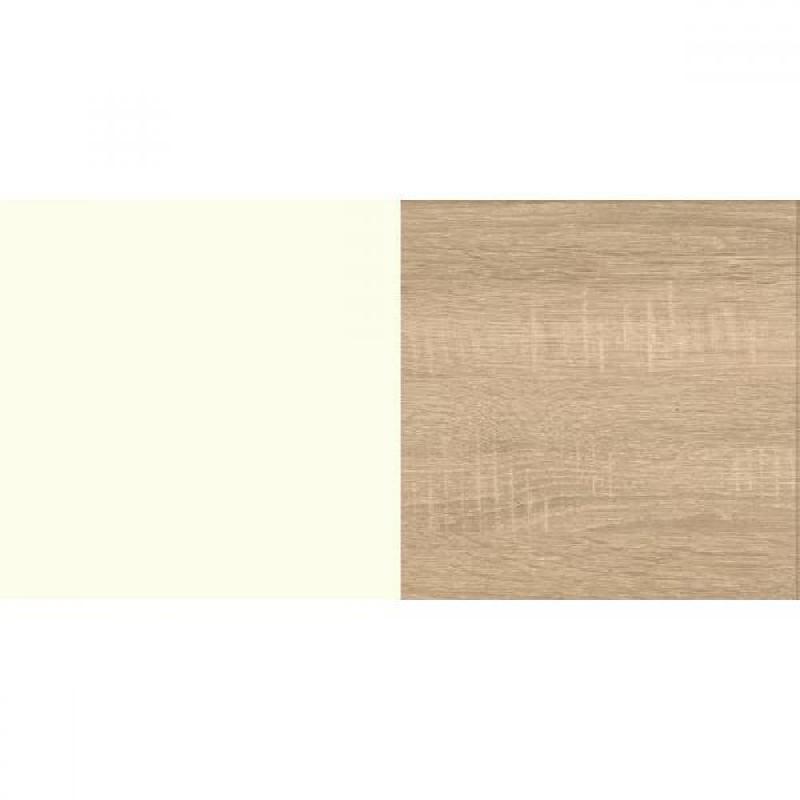 Lit ALBORG 120 x 200 cm - Style scandinave blanc rechampis décor chêne avec tête de lit incluse_1