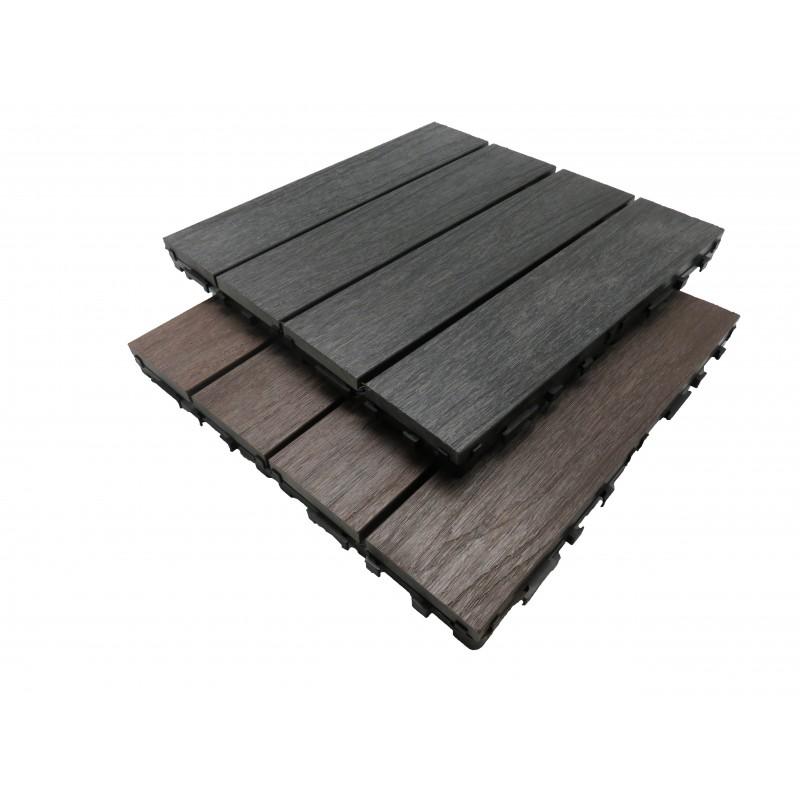 Pack 1 m² caillebotis en bois composite coextrudé - 11 pièces 30x30 cm - Coloris Ambre - Surface couverte : 1 m²_1