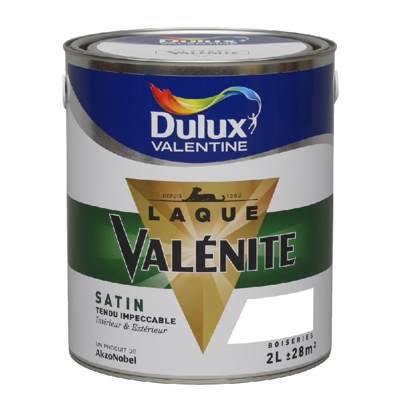 Peinture laque boiserie Valénite blanc satiné 2L - DULUX VALENTINE - Microporeuse, résistante aux chocs et intempéries_1