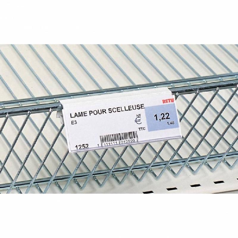 Porte étiquette panier fil blanc 100x40mm - plastique, fixation résistante_1
