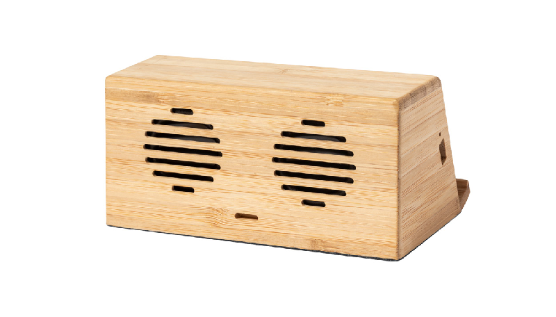 Chargeur enceinte Bluetooth en bambou - induction, chargeur rapide sans fil 10W, support téléphone portable_1