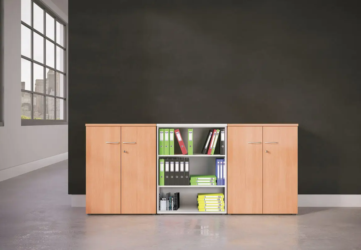 Armoire basse ergonomique et discrète pour rangement professionnel_1