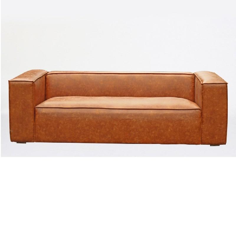 Canapé Hazou marron clair 3 places - design chic et contemporain avec manchettes généreuses_1