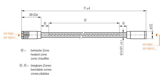 Élément chauffant tubulaire étanche - hautes températures - carré - H11382/a1xb1xl1 - H11381/a1xb1xl1_1