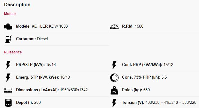 Groupe électrogène industriel GEN16KC-IN - Genesal Energy - 15/16 kVA - Statique insonorisé - 50 Hz - Trois phases_1