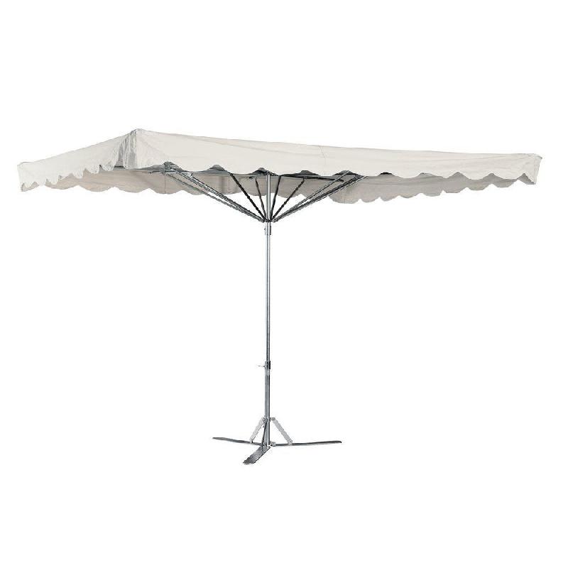 Parasol de marché monté - armature alu 3x2,5m - toile écru beige + housse_1