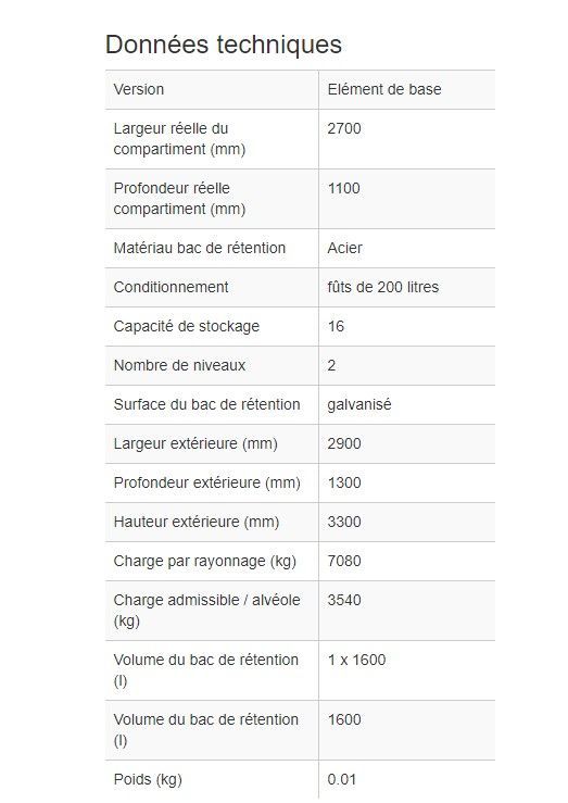 241190W - Rayonnage combi 2 S16-L avec bac de rétention galvanisé - stockage de liquides inflammables et polluants_1