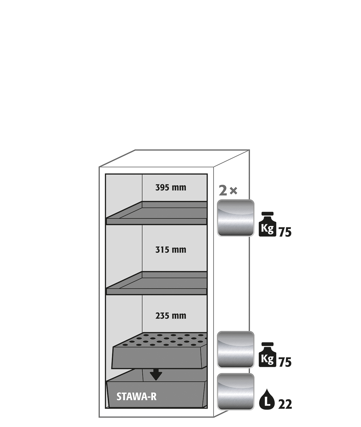 Armoire de sécurité S-CLASSIC-90 modèle S90.129.060.WDASR - Réf 30241-001-33499 - Type 90 pour substances inflammables selon NF EN 14470-1_1