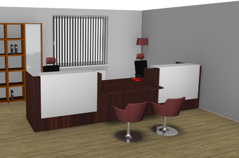 Grande banque d'accueil Z2 finition coloris bois - Officity - Blanc mat, Wengé, 426_1