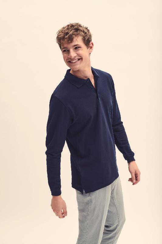 Polo manches longues Premium - Réf: SC63310 - 100% coton piqué - Fruit of the Loom - Blanc, taille 3XL_1