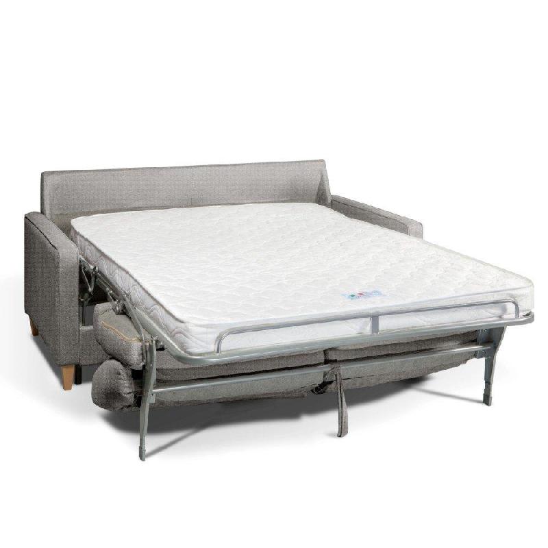 Canapé convertible scandinave 140cm - Matelas 16cm - Système express - Sommier à lattes Renatonisi - Tweed gris silver_1