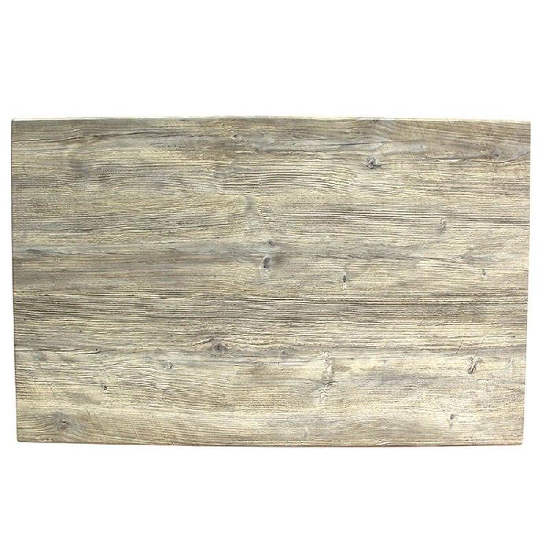 Plateau rectangulaire de table extérieur Werzalit 110x70cm décor pondérosa blanc_1