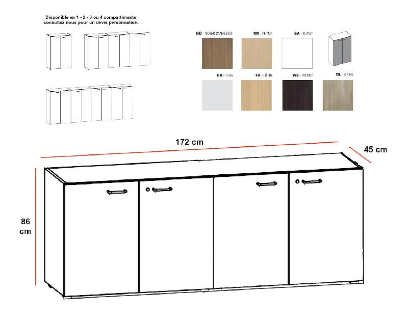 Armoire basse 4 portes - Quadrifoglio - Blanc pastel_1