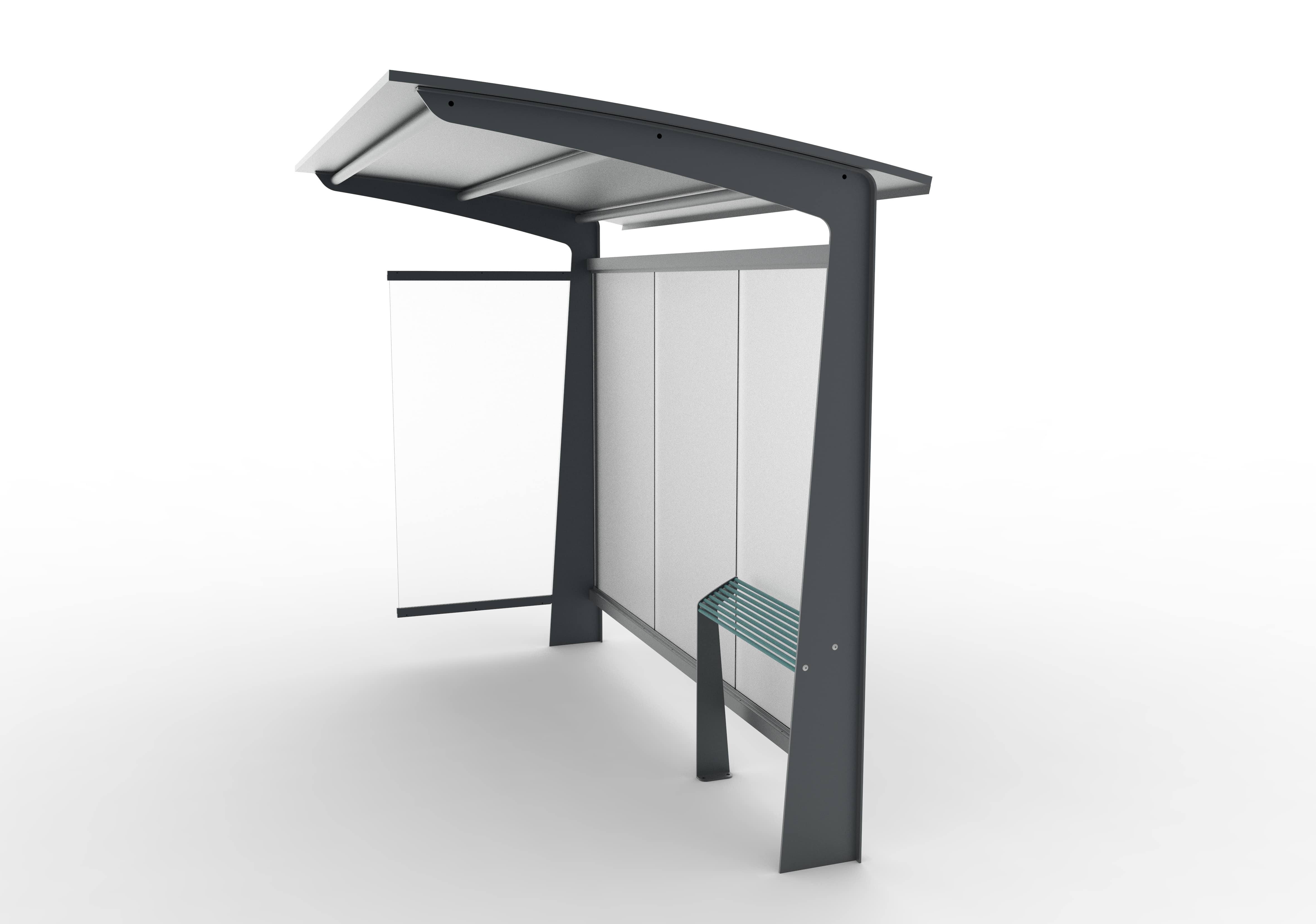 Abri bus tub / structure en acier / bardage en verre trempé / avec banc assis-debout / 300 x 178.8 cm_2