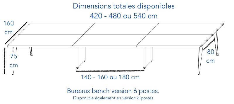 Bureau bench 6 personnes Pigreco - MARTEX. - 160, Noyer_2