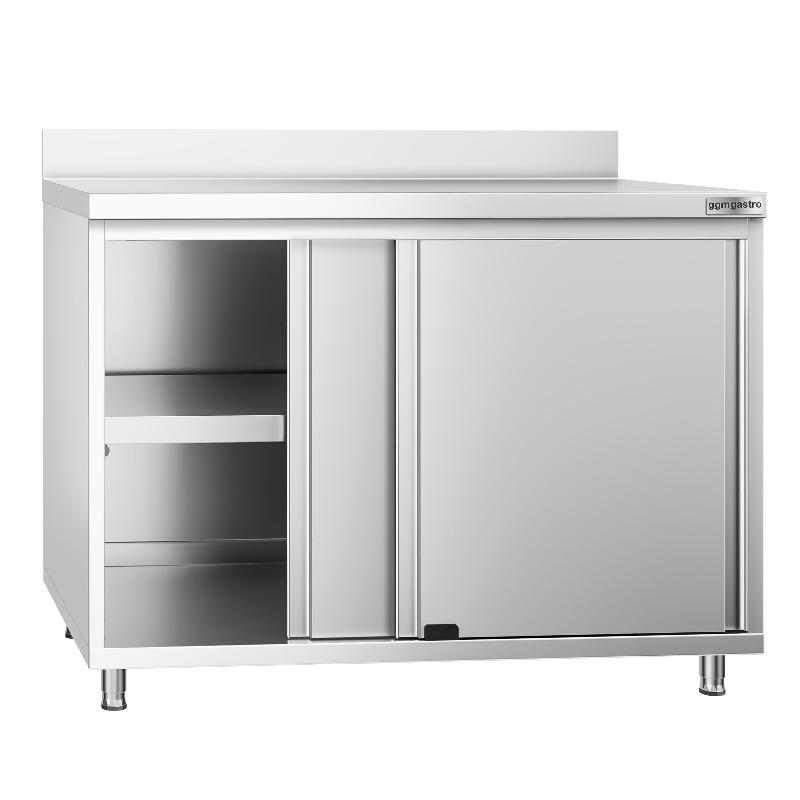 Meuble bas inox adossée P 700 mm avec portes - 1000_1