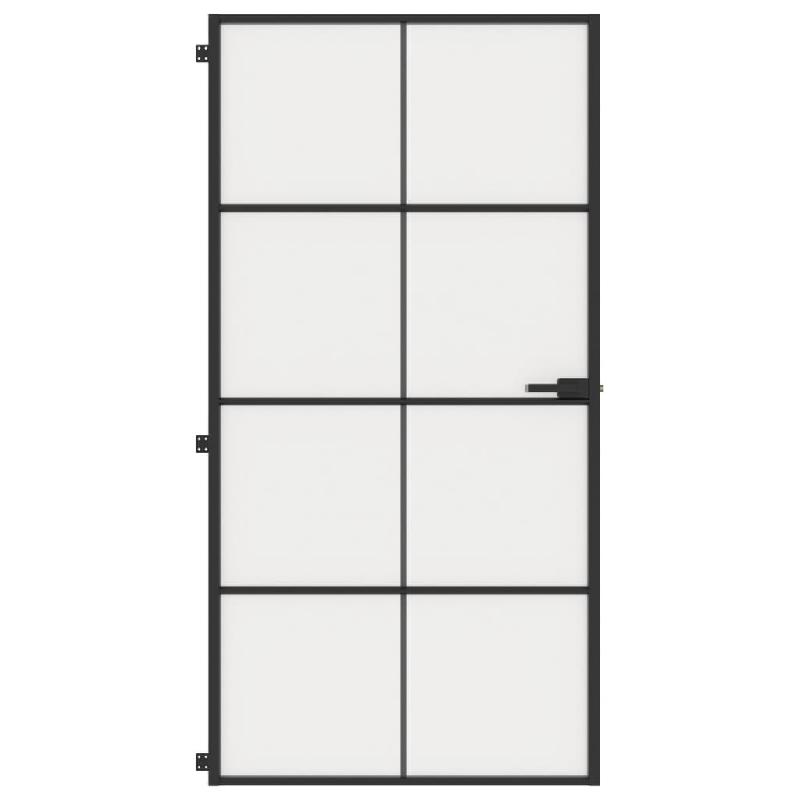 Vidaxl porte intérieure mince noir verre trempé aluminium 155131_1