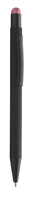 Stylo à bille en aluminium - finition caoutchoutée - stylet fuchsia - encre bleue_1