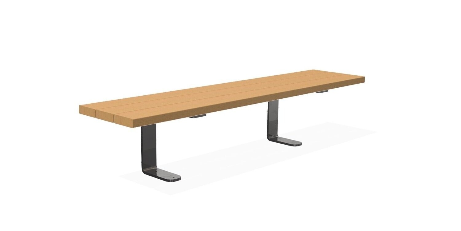Banc en acier inoxydable et bois durable classe IV - Référence MUB5 - Design style lévitation - Longueur 2m disponible_1