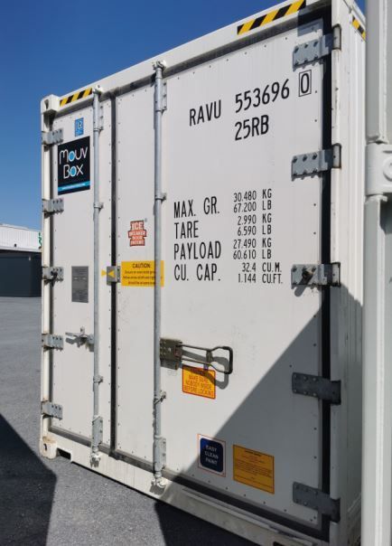 Container frigorifique REEFER 20 pieds High Cube - Température -25°C à 25°C - Volume 37 m³ - Charge admissible 28000 kg_1