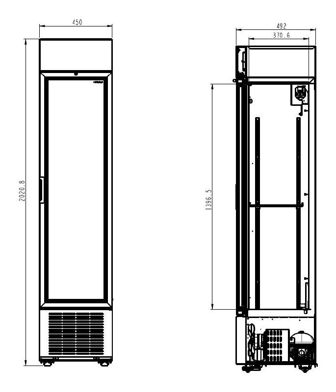 Réfrigérateur 1 porte en verre noir 232l l450 7464.0200 combisteel_1
