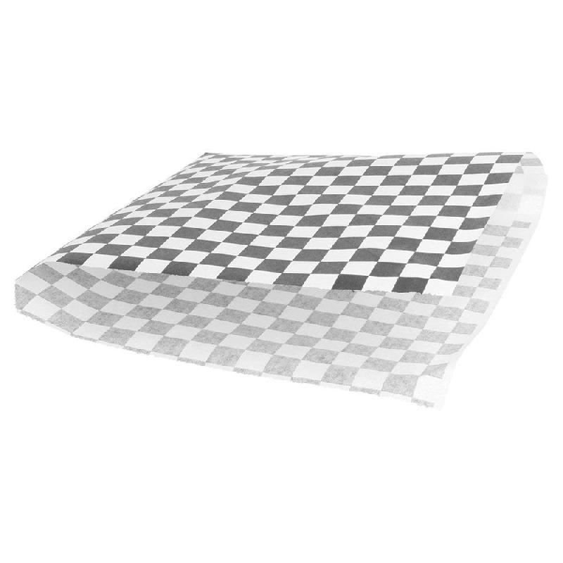Sachet papier ingraissable Damier noir 2 côtés ouverts 17x18cm - par 500_1