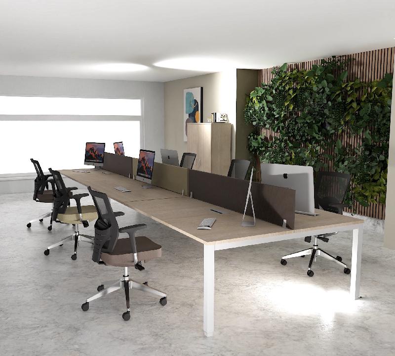 Bureau 6 personnes Tempo - Mobel linea - Alu, Acacia clair, 480_0