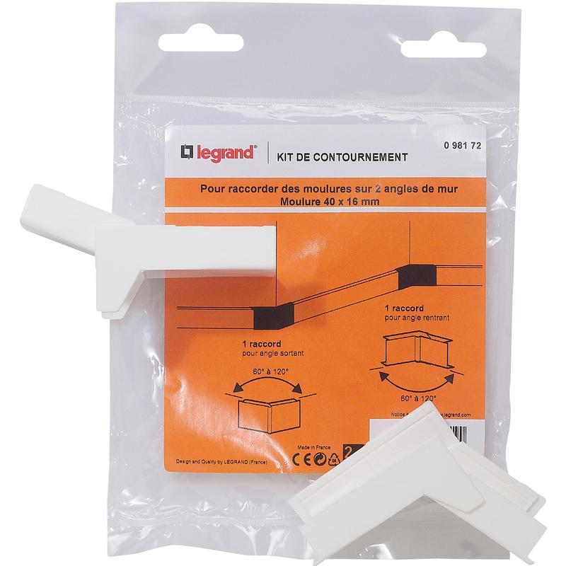 Kit de contournement DLP - pour moulure 40x16 mm - Blanc - Dimensions 11,8 x 9,6 x 5,4 cm_1