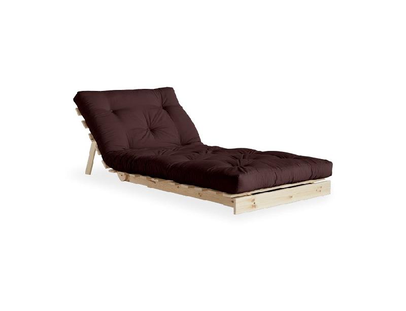Fauteuil convertible futon ROOTS en pin naturel - Coloris marron - Couchage 90 x 200 cm_1