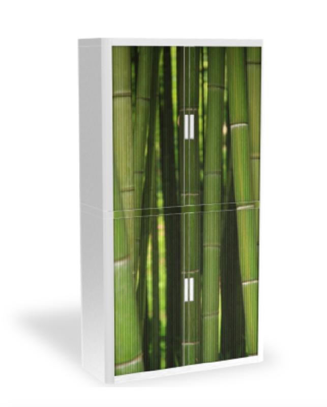 Armoire à rideaux avec décor nature - EasyOffice. - Bamboo, Haute_1