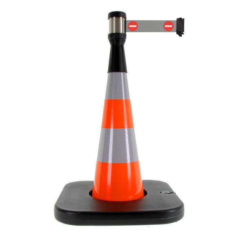 Cône de balisage avec base à lester et sangle enrouleur - 2 / Interdiction / 50_1