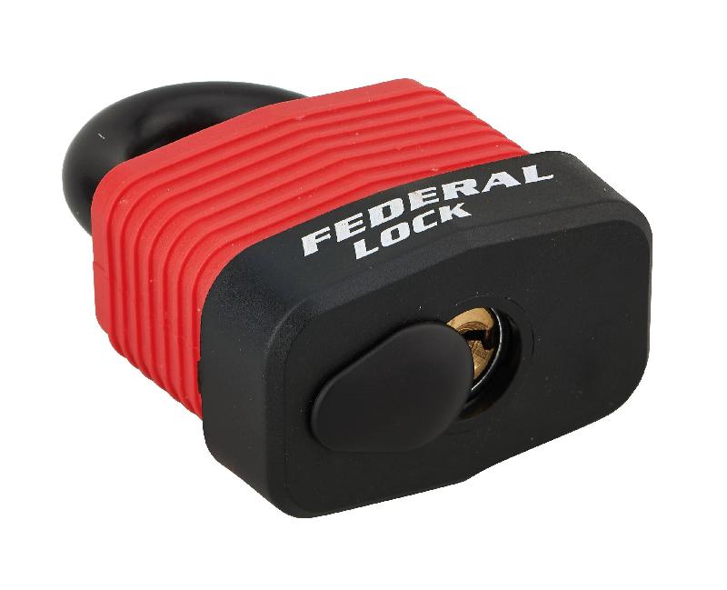 Cadenas à clé Bumper 45 mm - Corps acier zingué PVC - Rouge - Réf. 00002832 - THIRARD_1