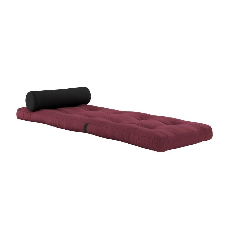 Fauteuil futon convertible WRAP - design japonais et scandinave - coloris bordeaux - matelas 70x200 cm_1