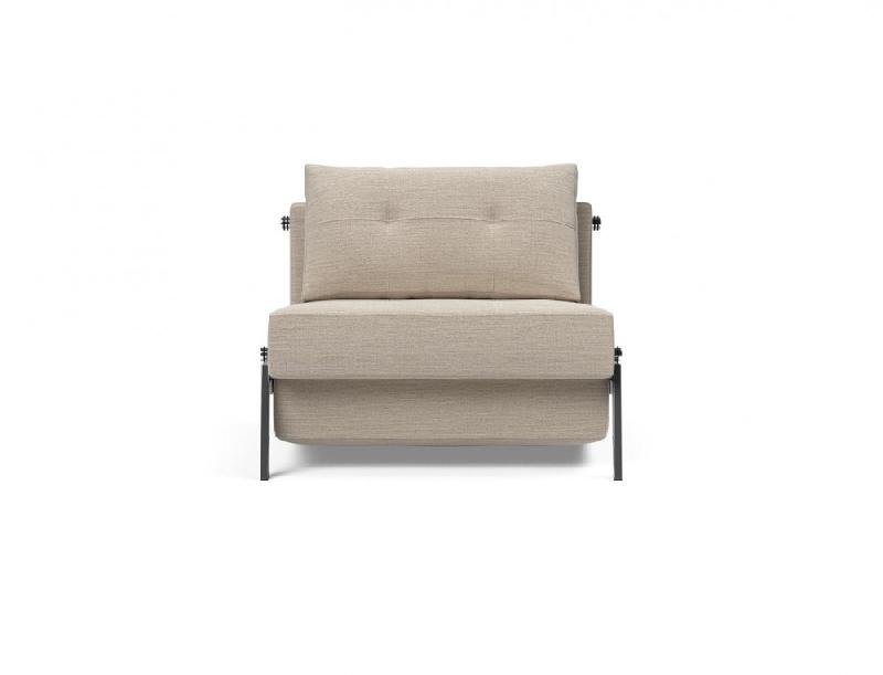 Innovation Living - Fauteuil convertible design Cubed 02 Chrome Blida Sand Grey - Lit 90x200 cm_1