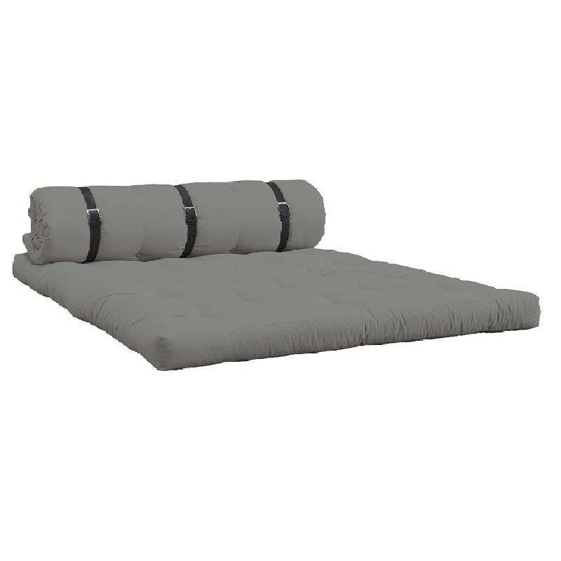 Canapé futon convertible Buckle-Up Sofa - Standard, couleur gris, matelas épais 140x200 cm_1