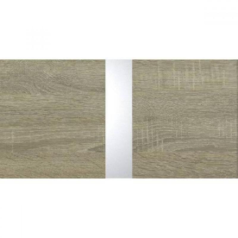 Lit Caramella 140 x 190 cm - Chêne naturel et rechampis chrome brillant_1