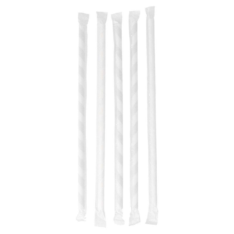 Paille papier rayée coloris assortis avec sachet Ø0,60x21cm - par 6000_1