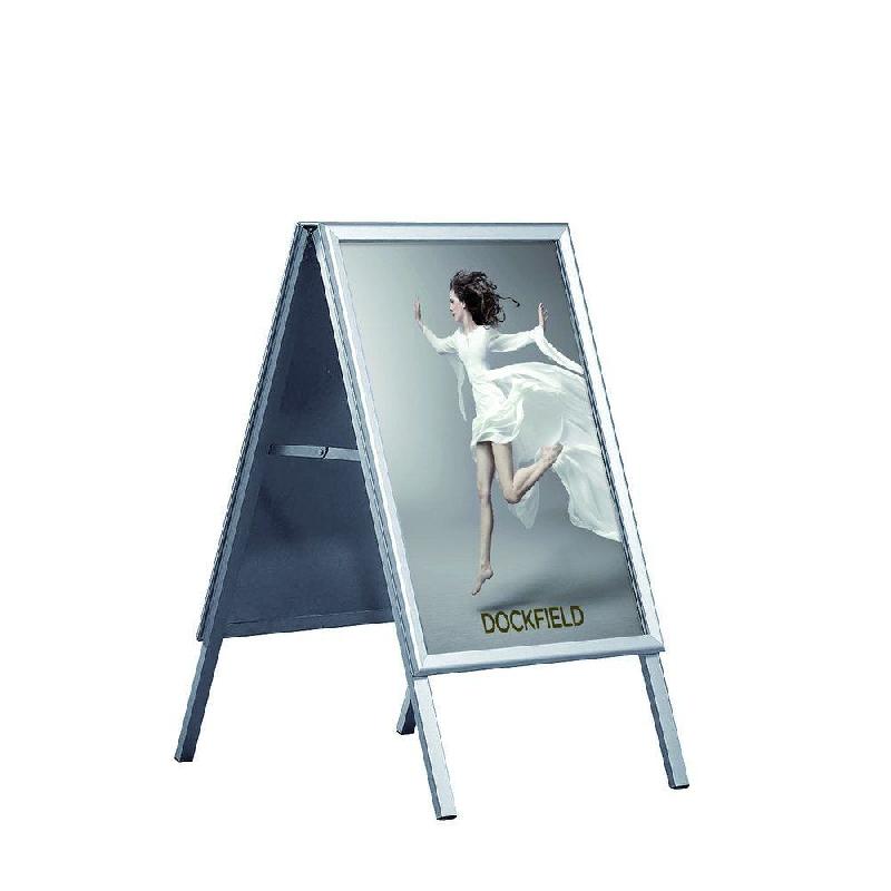Panneau d'affichage chevalet 70x100cm - Aluminium gris avec montants clipsables_1