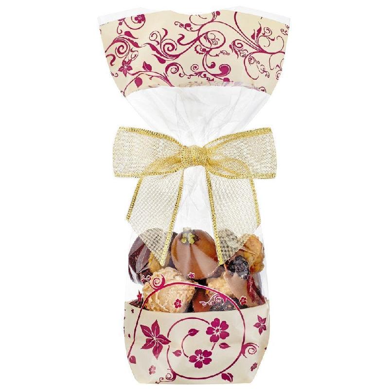 Sachet confiseur imprimé volute violette 12 x 26 cm avec fond carton - par 100_1