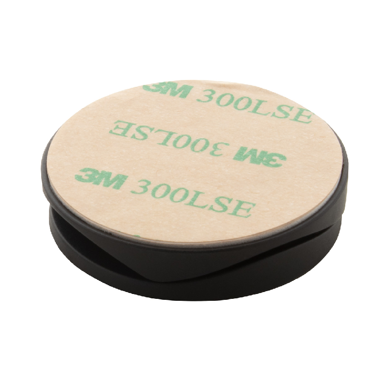 Support pour mobile rond en plastique avec base auto-adhésive et revêtement bambou - couleur noir, poids 8g_1