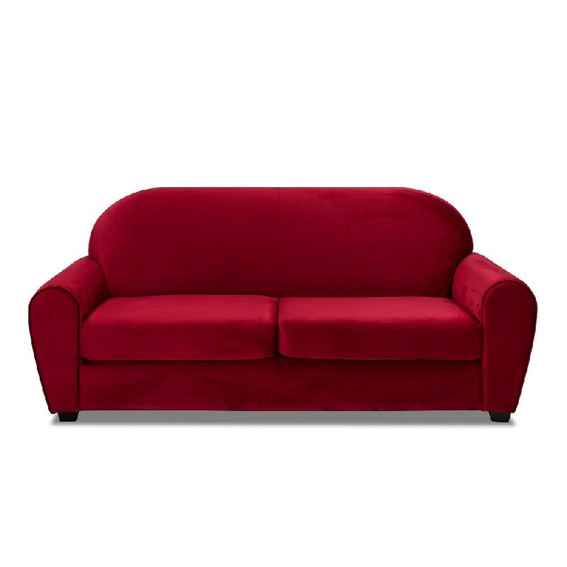 Canapé fixe club 3 places en velours rouge - design vintage anglais - fabrication italienne_1