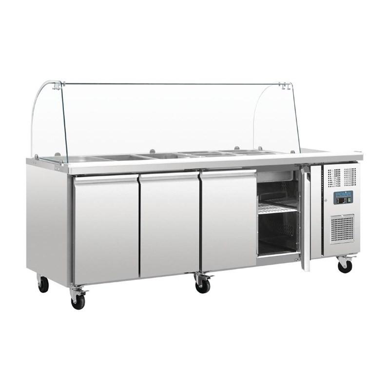 Comptoir de préparation réfrigéré GN avec pare-haleine Série U 4 portes CT395 Polar_1