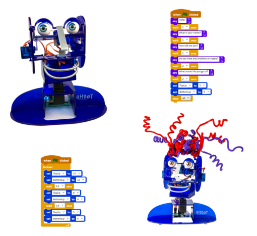 KIT ROBOT ÉDUCATIF CONSTRUCTION PROGRAMMATION TÊTE HUMANOIDE OHBOT 2.1 APPLICATION WINDOWS PYTHON SCRATCH + CAPTEURS_1