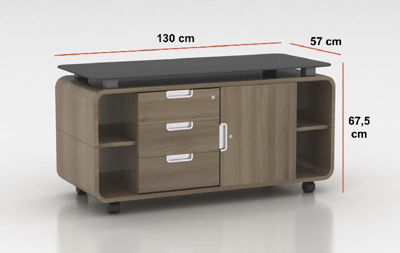 Meuble de service Open - Mobel Linea - Avec plateau verre, Acacia clair_1