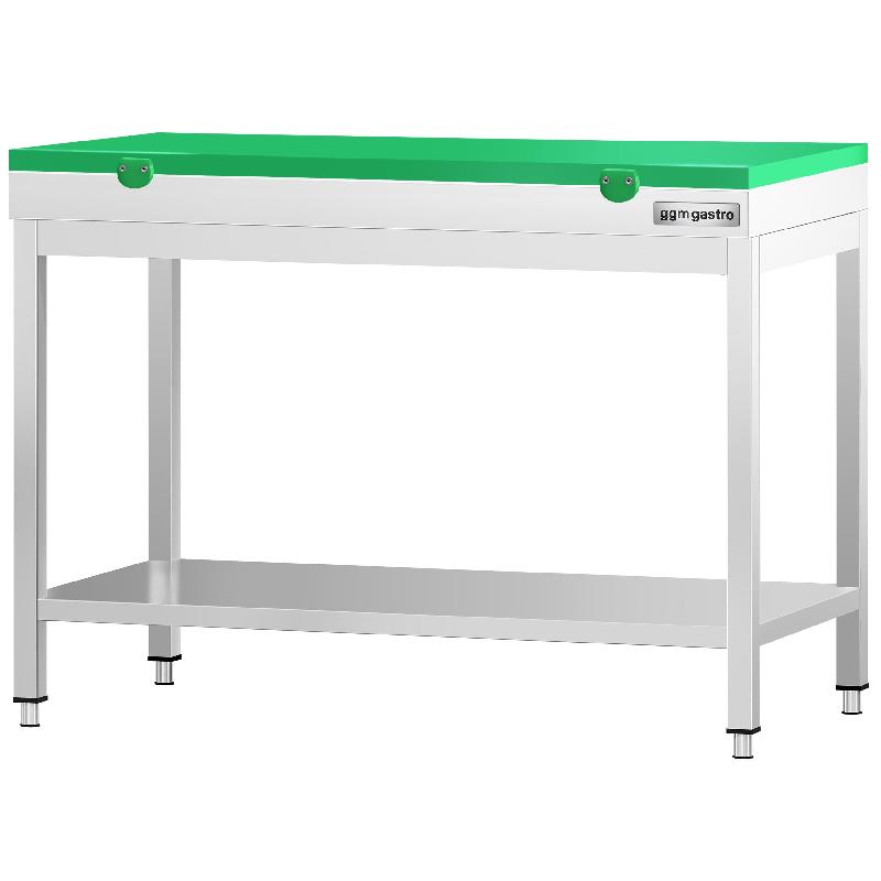 Table inox de découpe avec plan vert - Profondeur 600 mm | Ggm - 1000_1