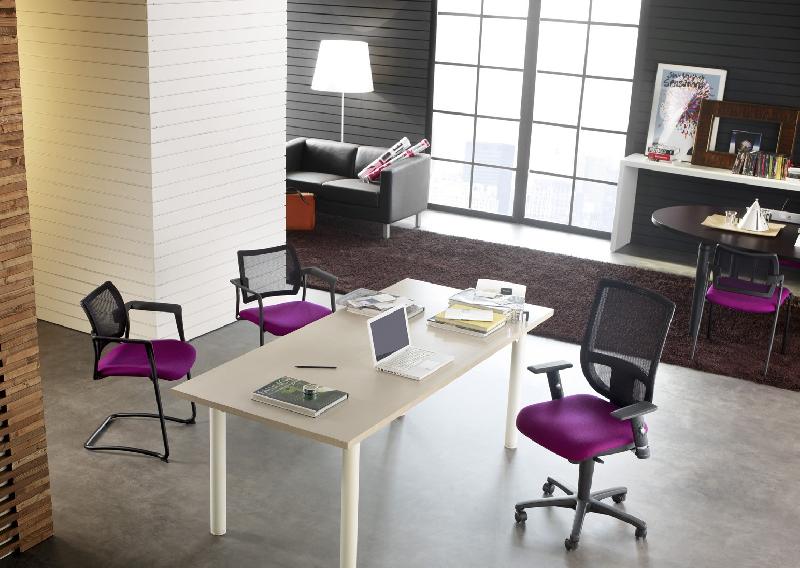 Siège de bureau Tertio avec dossier résille - Sokoa - Rouge, Noir, Réglable hauteur_0