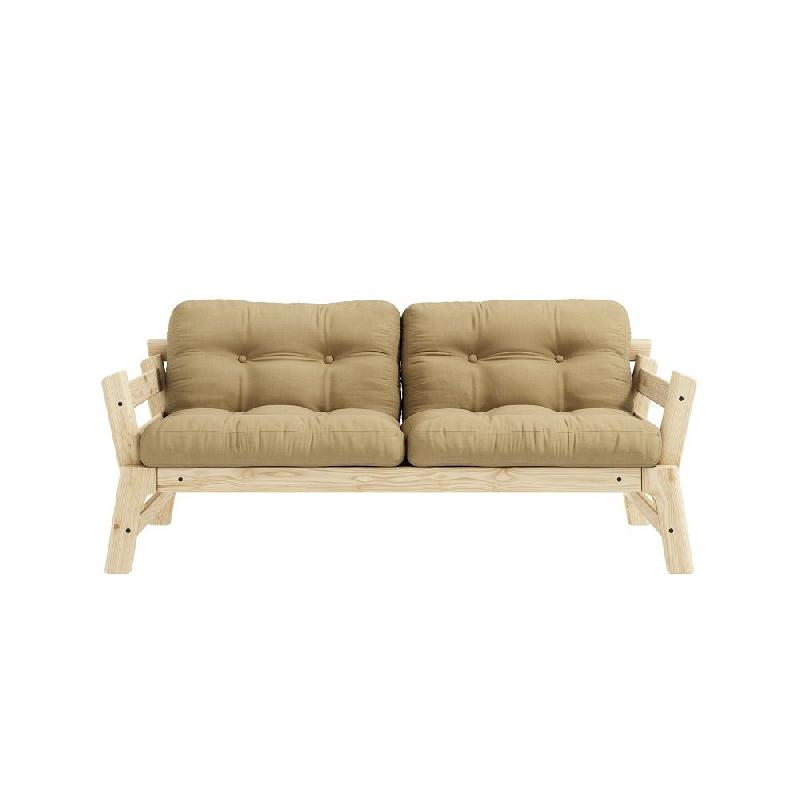 Banquette convertible futon STEP en pin massif - Coloris beige blé - Couchage 70x200 cm_1