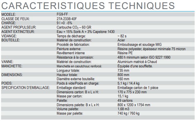 Fg9-ff - extincteur à pression auxiliaire à eau - anaf - capacité 9 l_1