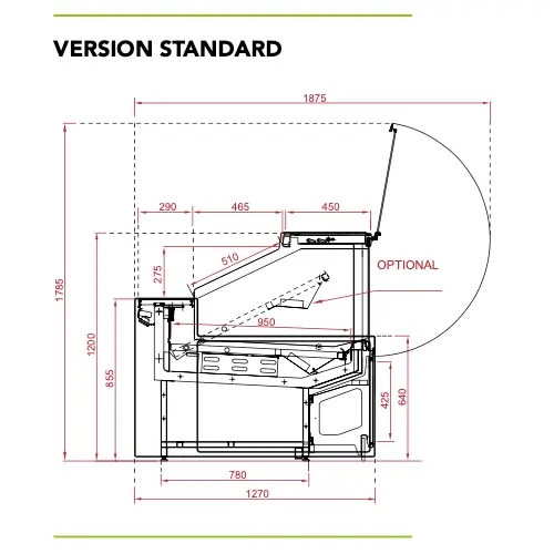 Vitrine réfrigérée service arrière de grande capacité - en version groupe logé ou déporté - pour boucherie, charcuterie, sandwicherie, traiteur et fromagerie -MERISIER_1